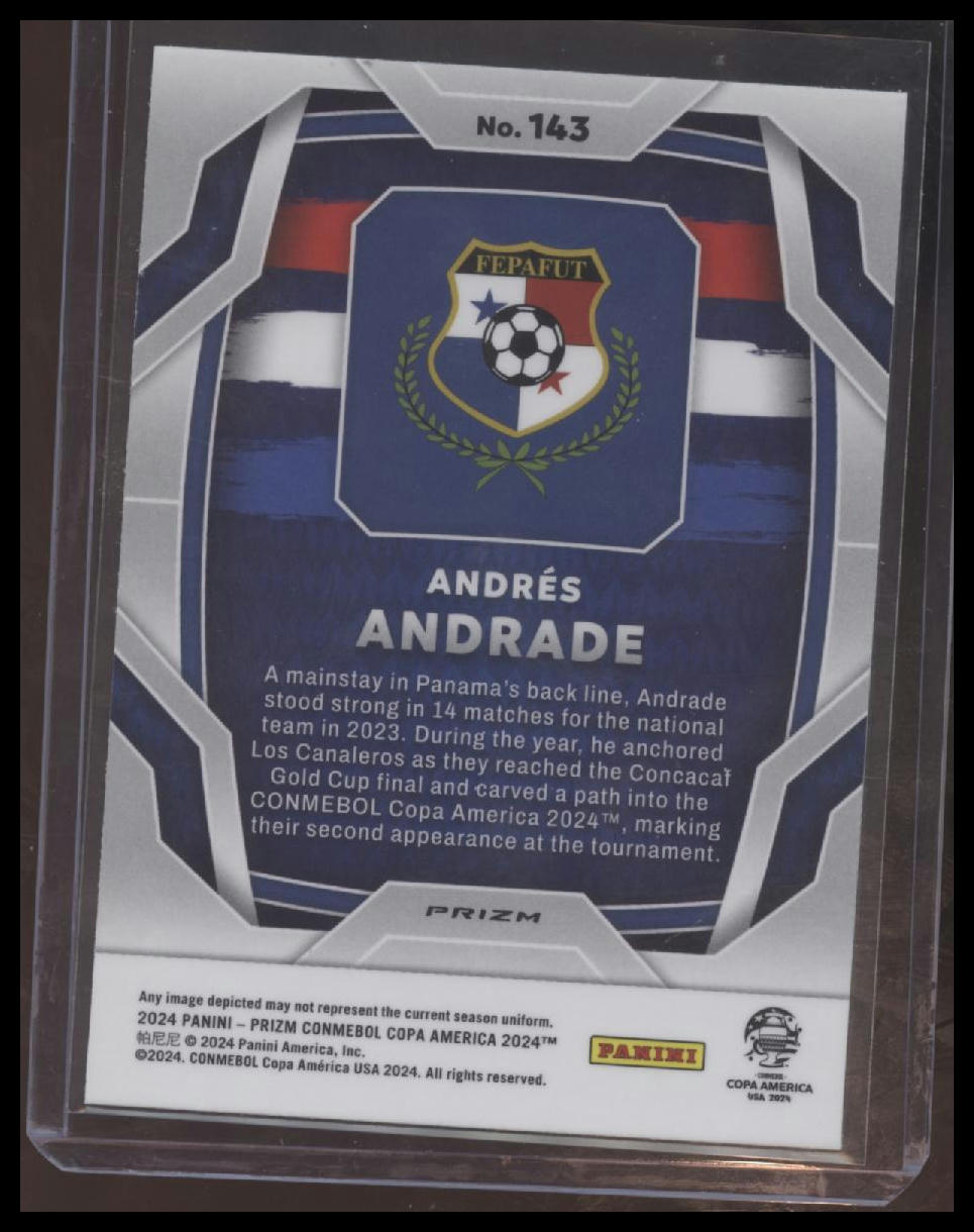 2024 Panini Prizm CONMEBOL Copa America #143 Andres Andrade White Sparkle