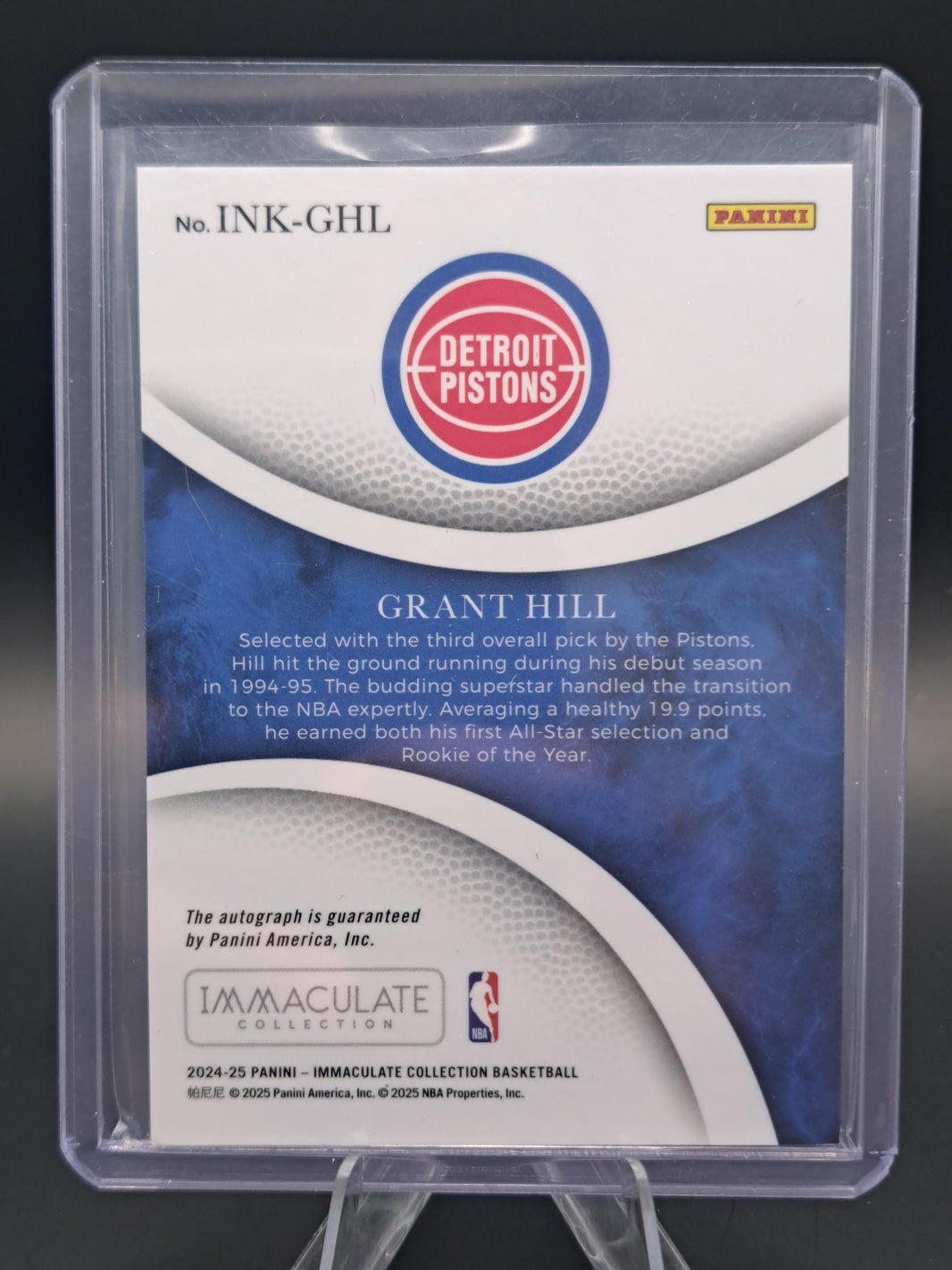 Grant hill tick card - inmmaculate 14/25 autografo
