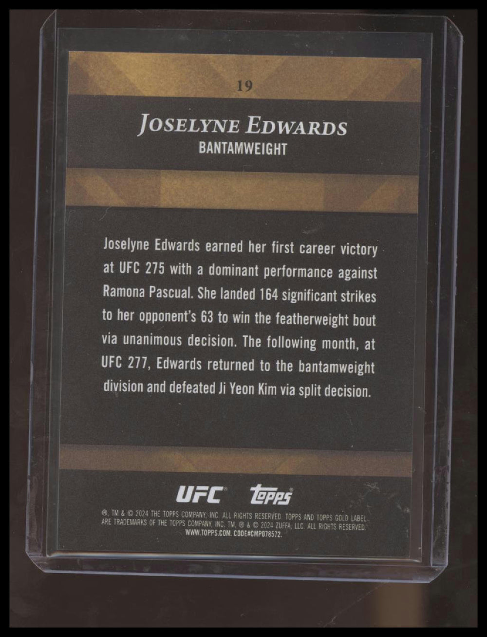 Topps Gold Label UFC 2024 Joselyne Edwards Class 2 Gold 04/10 RC