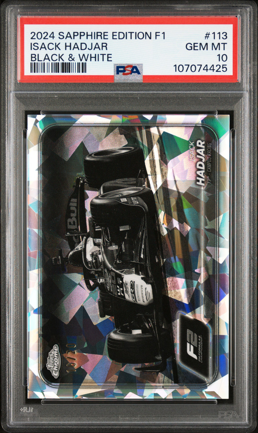 2024 Topps Chrome F1 Sapphire Edition #113 Isack Hadjar Black & White PSA 10
