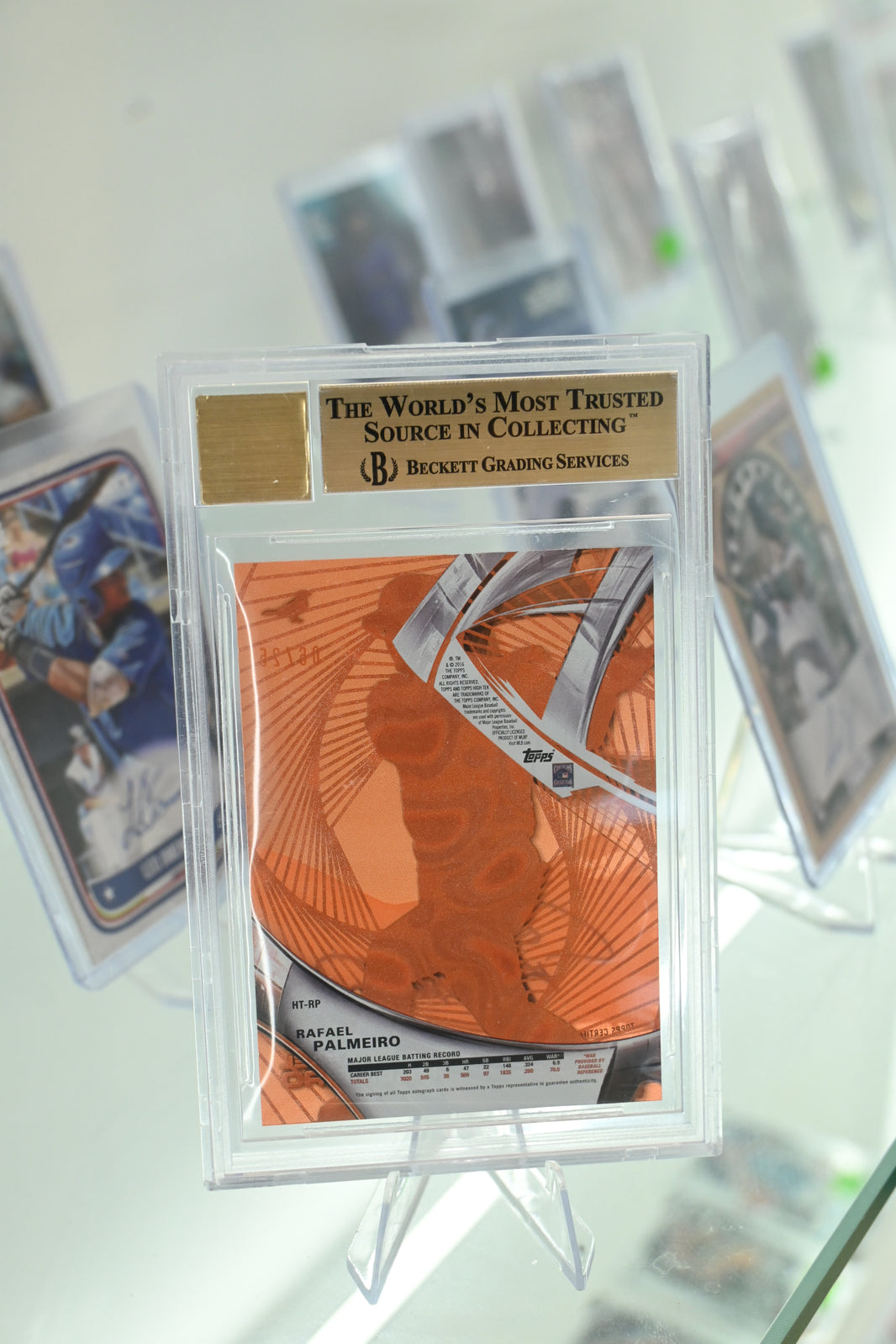 Rafael Palmeiro - Beckett 9.5 - Topps high Tek - Orange manga diffractor