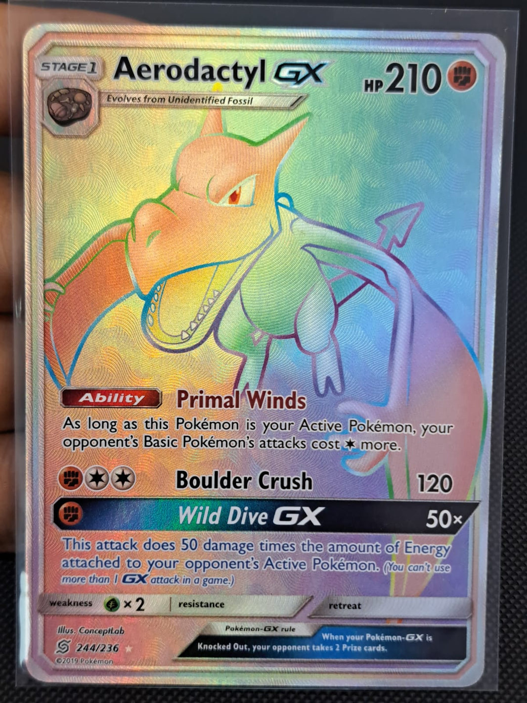 Aerodactyl GX (Secret) - SM - Unified Minds 244/236