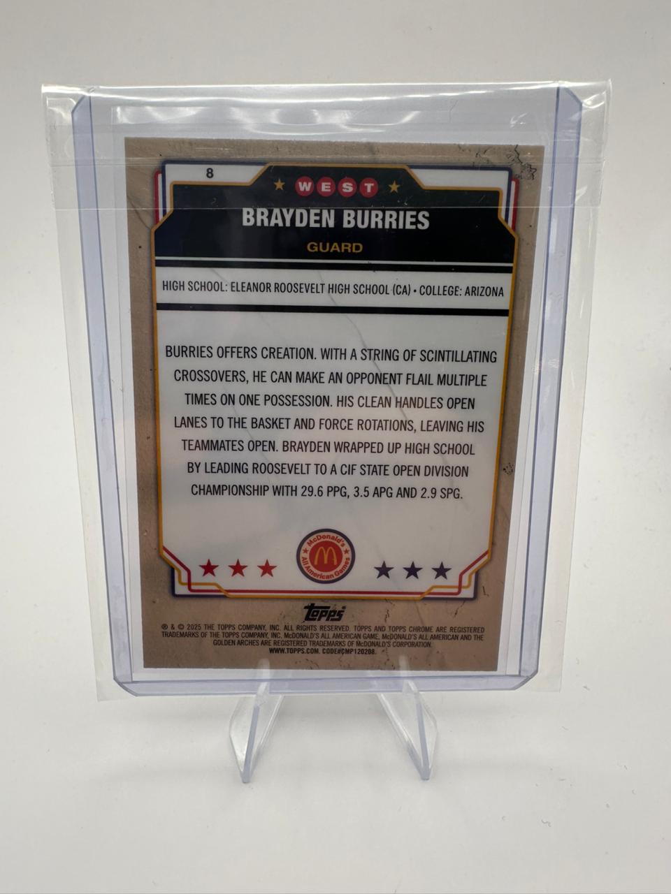Brayden Burries No.8 - 98/99 - Mc Donald´s Topps Chrome