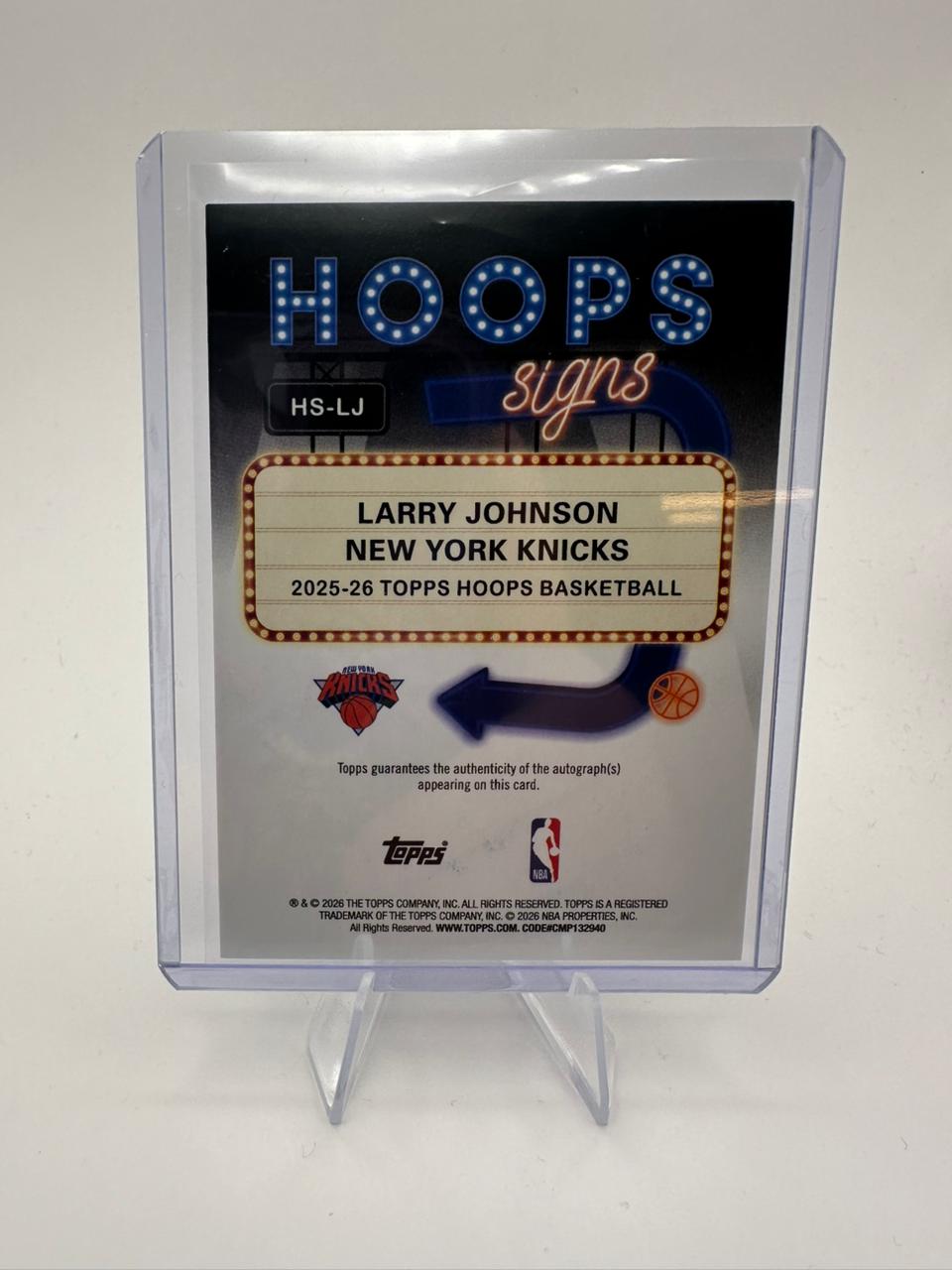 Larry Johnson No.HS-LJ - Hoops Signs - Topps NBA Hoops 2025-26