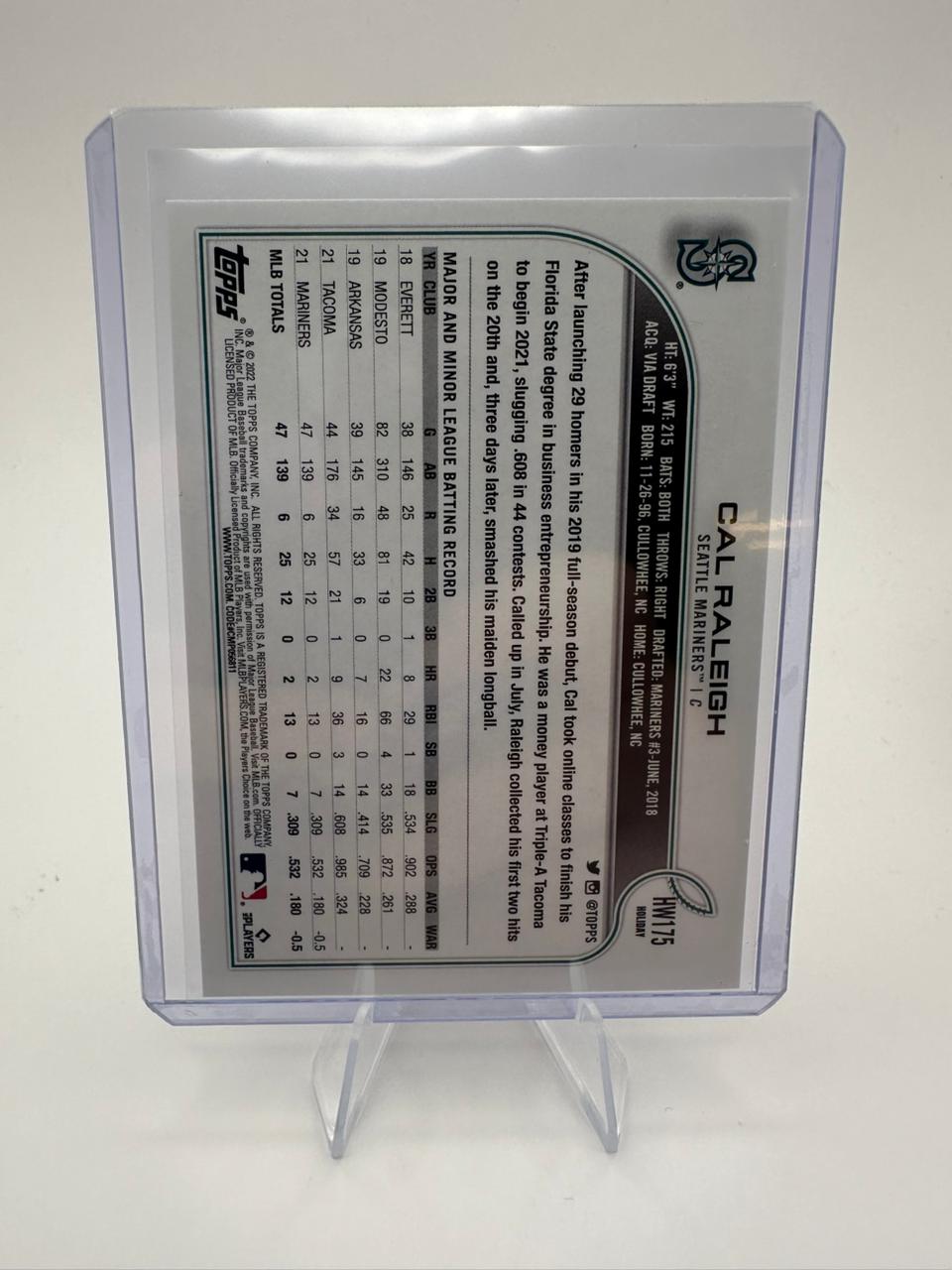 Cal Raleigh No. HW175 - Rookie Holiday - Topps 2022