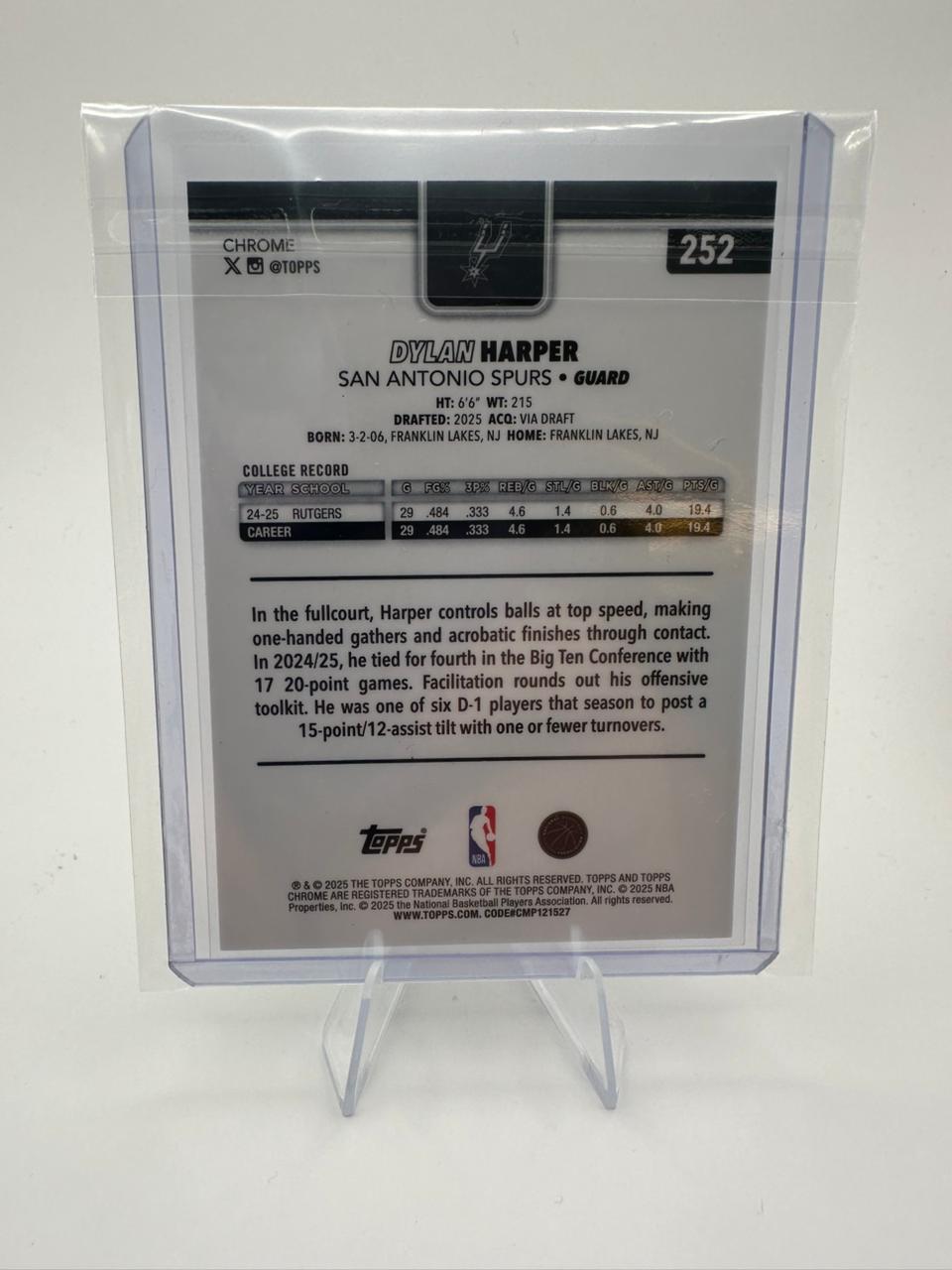 Dylan Harper No. 252 - Rookie