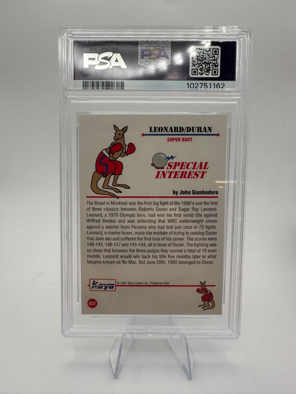 Leonard/Duran No. 37 - PSA 10 - Boxing Legends - Kayo 1991