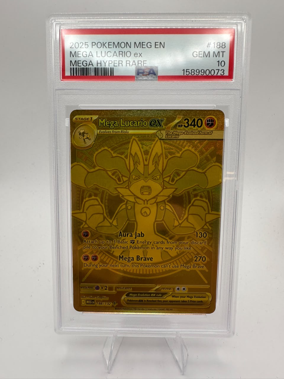 Mega Lucario Ex No. 188/132 - Mega Hyper Rare - PSA 10 - Mega Evolution 2025