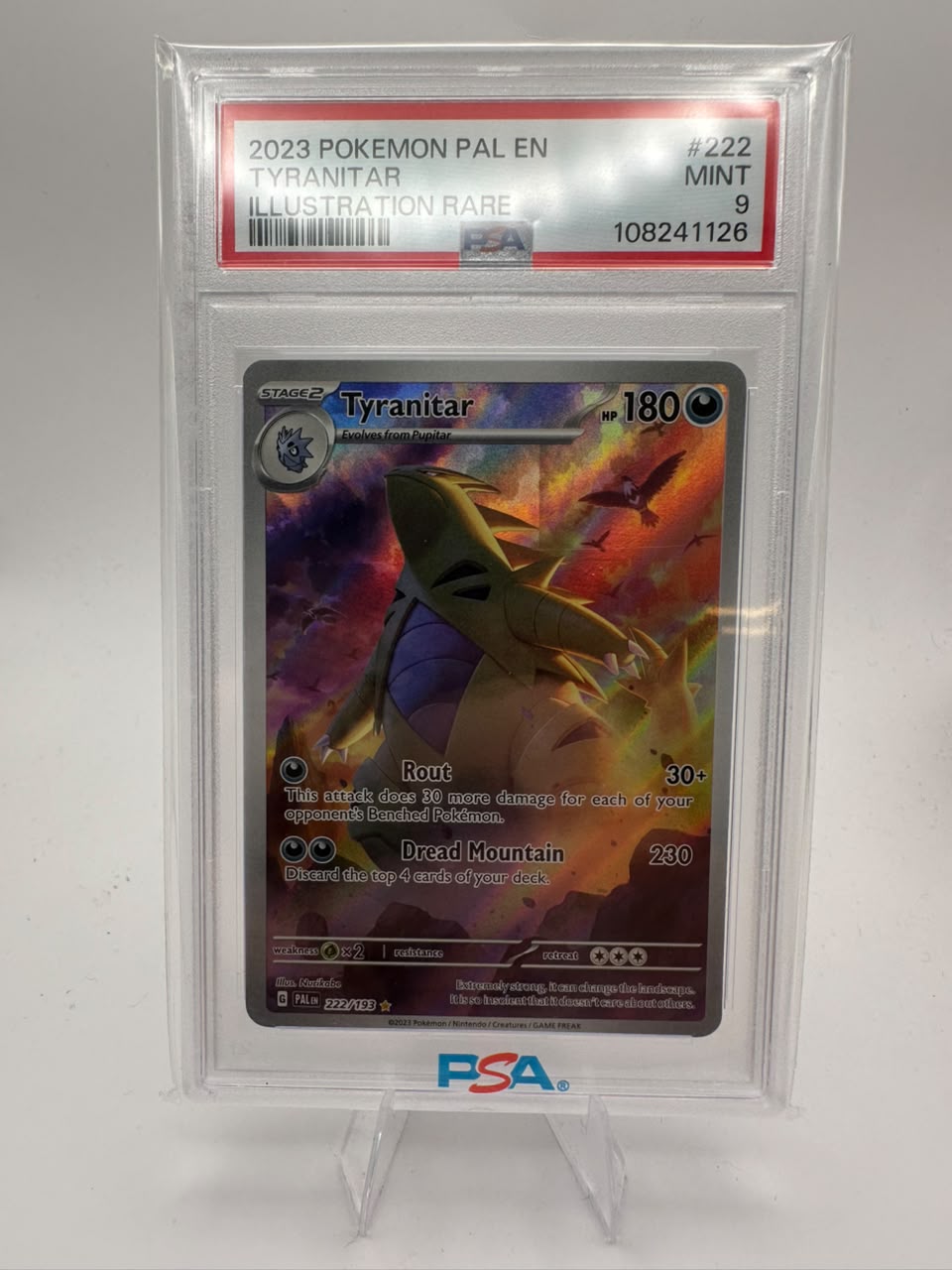 Tyranitar No. 222/193 - Ilustration Rare - PSA 9 - Paldean Fates 2023