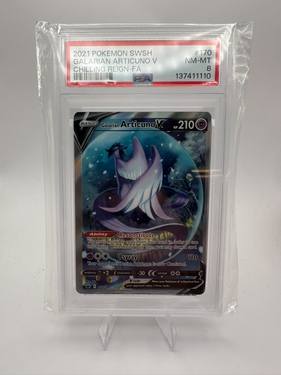 Galarian Articuno V No. 170/198 - Alt Art - PSA 8 - Chilling Reign 2021